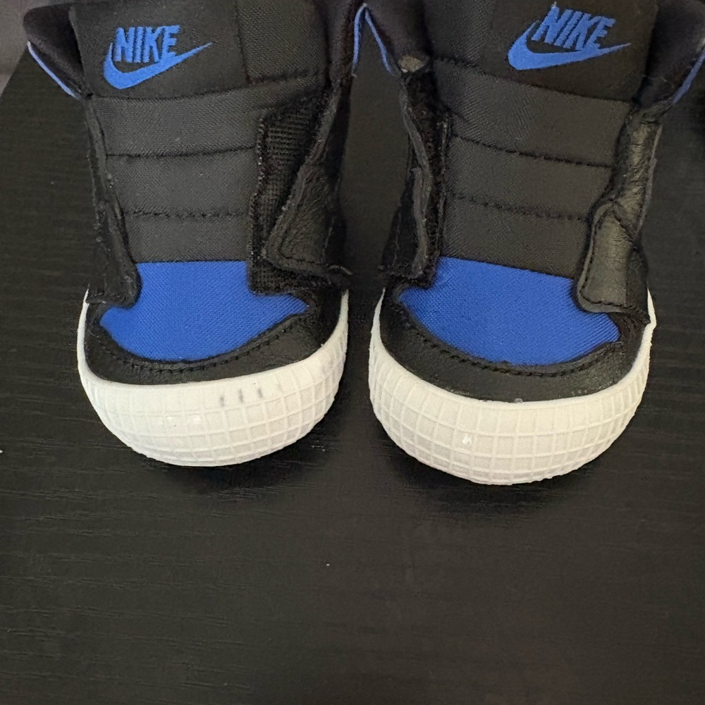 Nike Black and Blue High-Top Sneakers with Leather Upper